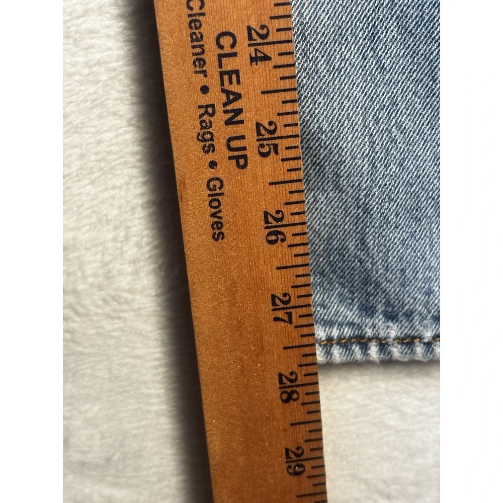 Levis 501 Jeans Mens Fit 36x28 Blue Denim Thrashed Straight Holes Raw‎ Hem